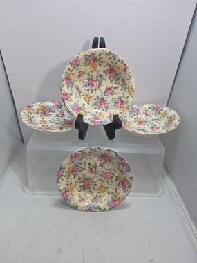 Vintage James Kent Rosalynde Chintz Fruit Dessert Bowls England Set of 4